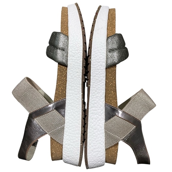 OTBT Libra Silver Wedge Sandals Size 10M Platform Leather Lug Sole Boho NWOT - Picture 4 of 10